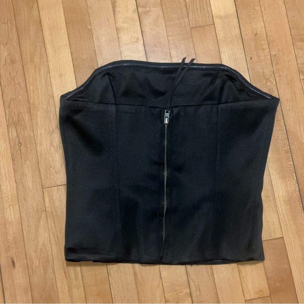 Aritzia Black Satin Castle Ten Bustier Strapless Top - Picture 4 of 6